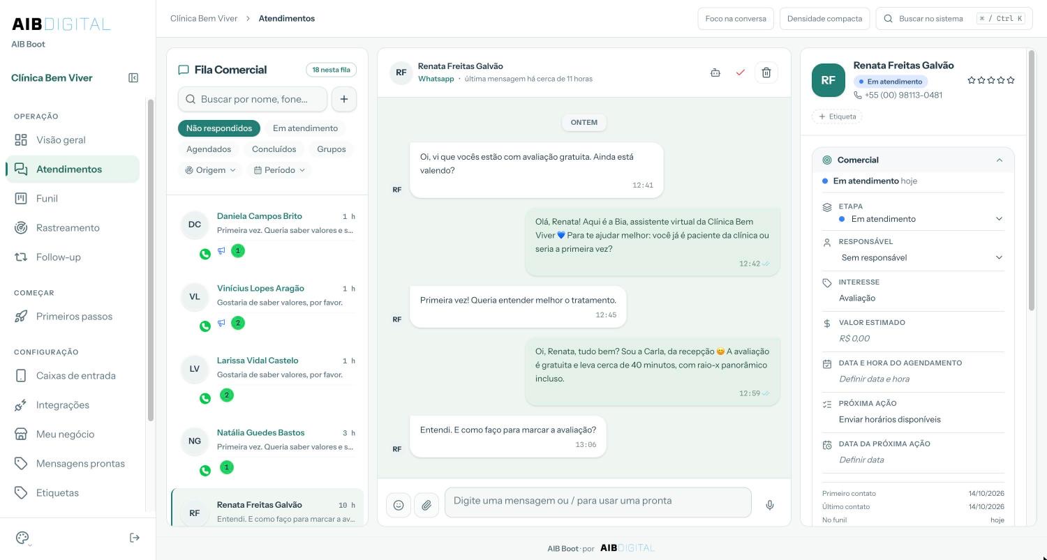 Atendimento com fila, conversa e ficha